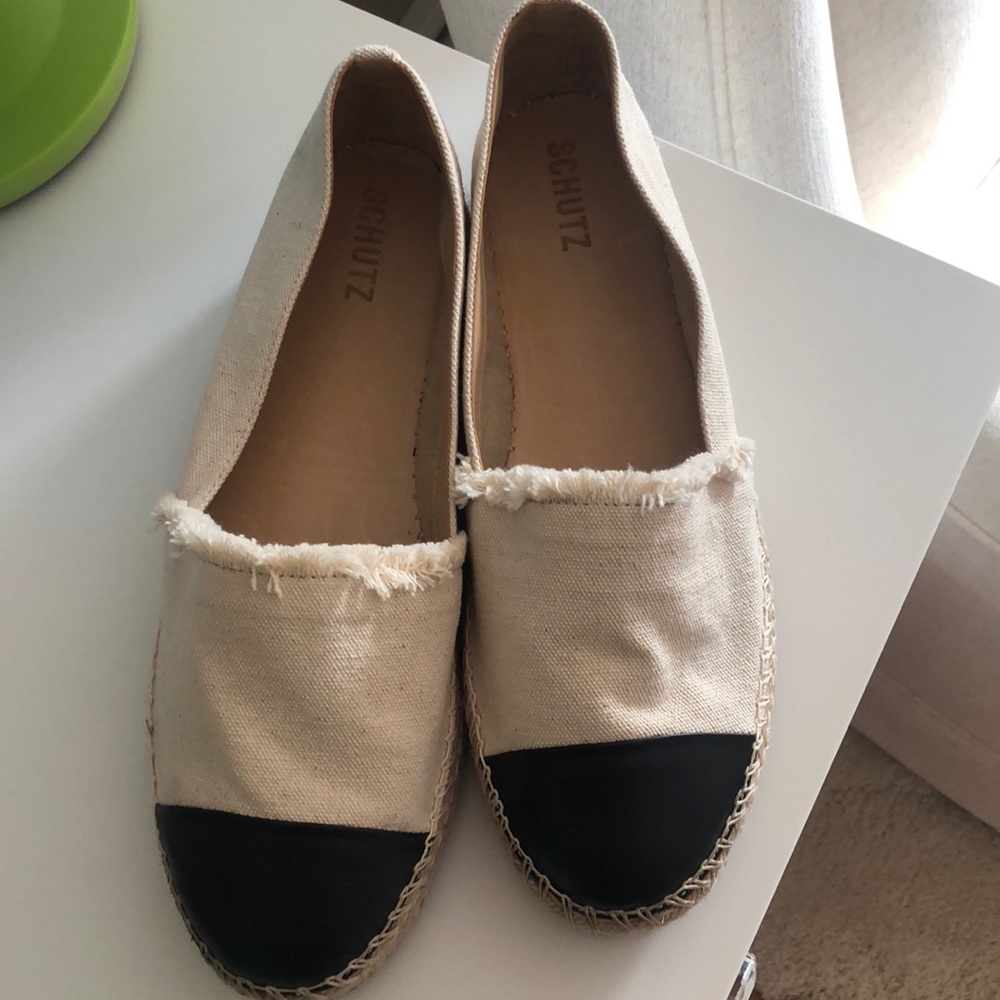 Schutz espadrilles new 10 natural canvas leather